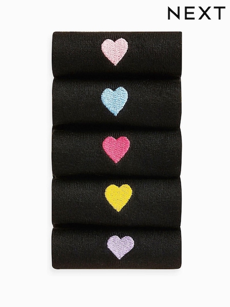 Heart Embroidered Motif Ankle Socks 5 Pack (680243) | £12