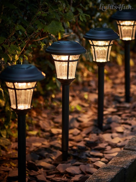 Lights4fun Black 6 Solar Stake Outdoor Lights (681991) | £34.99