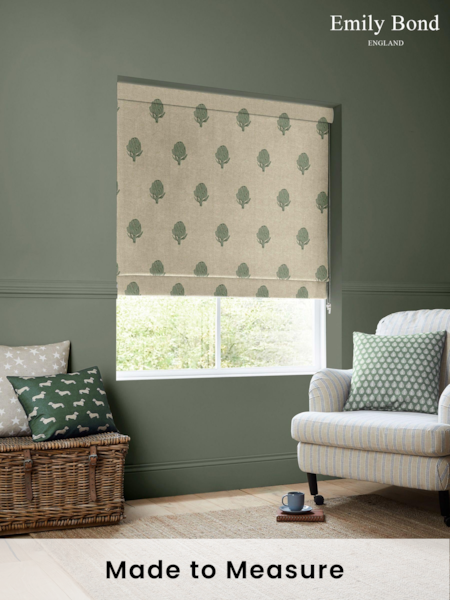 Emily Bond Fern Green 100% Cotton Globe Made to Measure Roman Blinds (682143) | £79