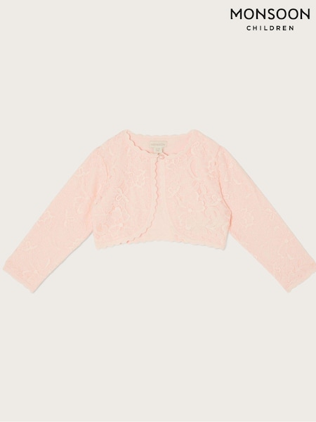 Monsoon Pink Baby Lace 100% Cotton Cardigan (683092) | £23 - £25