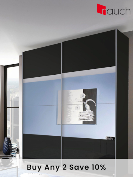 Rauch Dark Grey Cameron Wood and Centre Mirror Semi 1.8m Sliding Fitted Wardrobe (683449) | £667