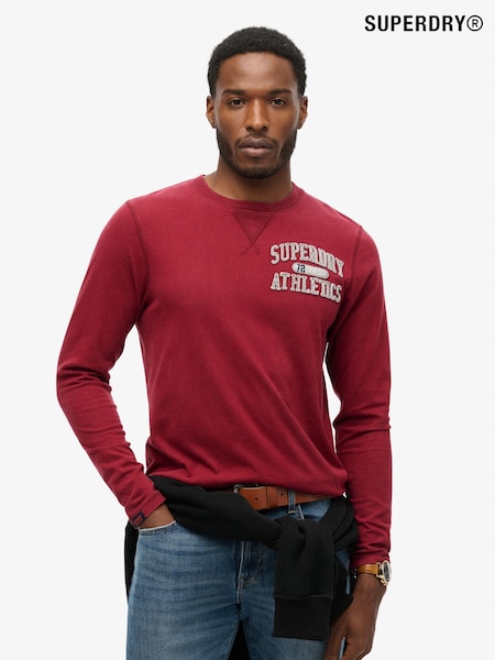 Superdry Red 100% Cotton Vintage Athletic Chest Long Sleeve T-Shirt (683589) | £45