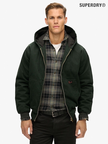 Superdry Jet Set Green 100% Cotton Surplus Hooded Bomber Jacket (683640) | £120
