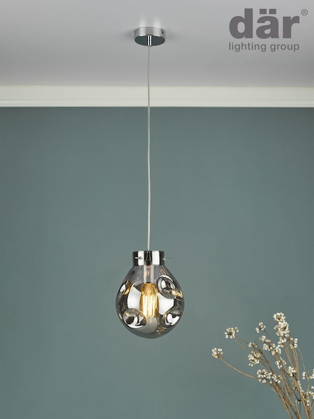 Dar Lighting Silver Quinn Ceiling Light Pendant (683767) | £69