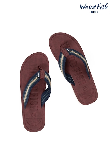 Blue - Regular Weird Fish Malham Leather Look Flip Flops