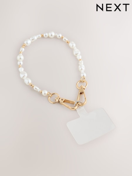 Gold Tone - Pearl Effect Phone Wristlet