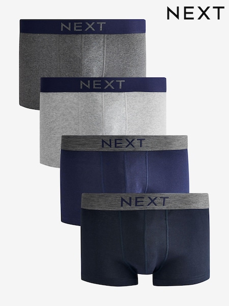 Grey/Navy Hipster 100% Cotton Boxers 4 Pack (685126) | £22