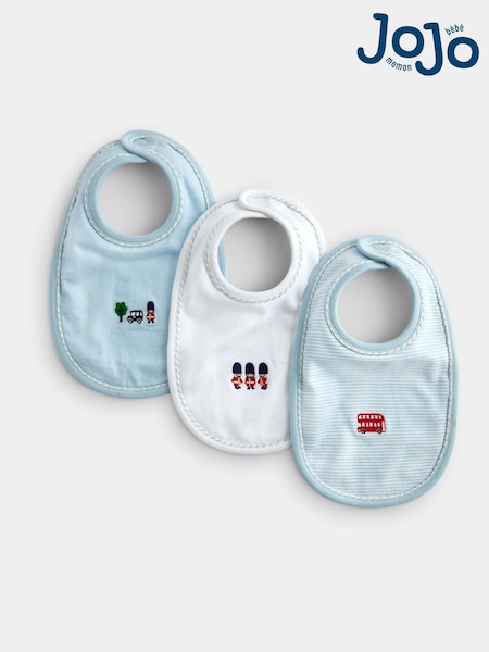 Blue - Jojo Maman Bébé 3pack London Bibs