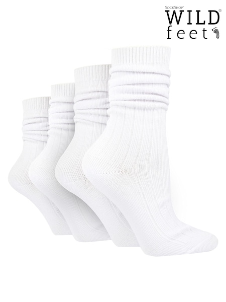 Wild Feet White Bamboo Textured Detail Crew Socks (687993) | £16