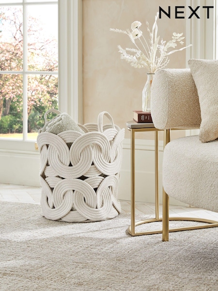 White Curved Rope Single Storage Basket (688109) | £26