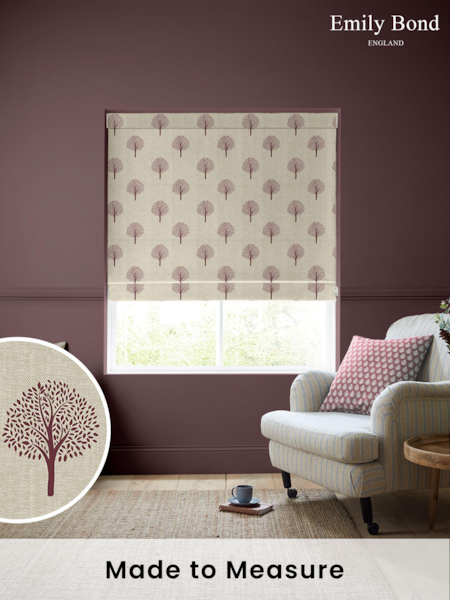 Emily Bond Red Burgundy 100% Cotton Yew Tree Made to Measure Roman Blinds (688239) | £79