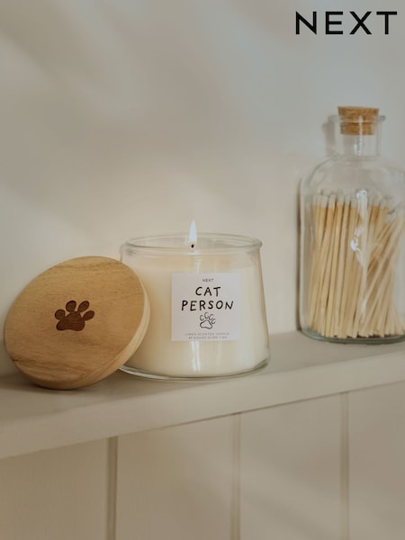 White Cat Person Jasmine Scented Jar Candle (688676) | £7