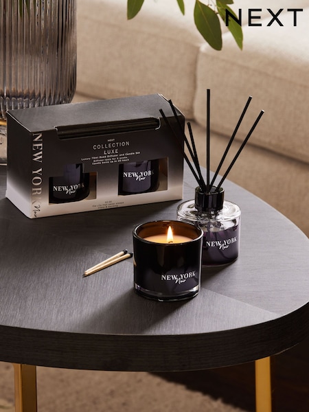 Cassis & Coconut Collection Luxe New York Noir 40ml Diffuser and Candle Set (689009) | £20