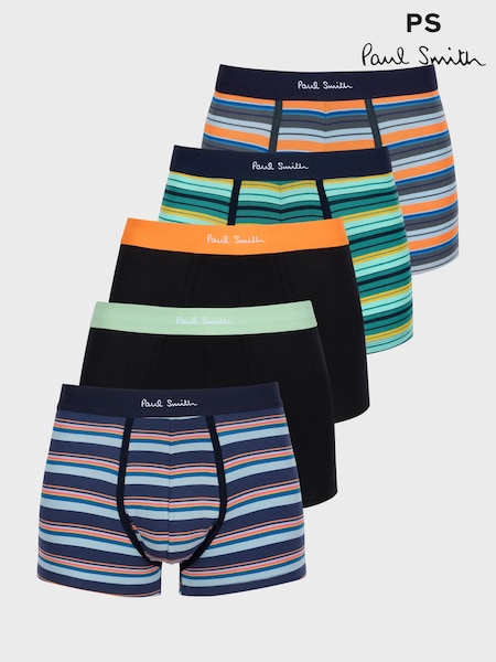 Black - Regular Ps Paul Smith Signature Stripe Boxers 5 Pack