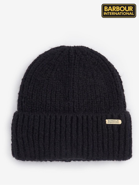 Barbour® International Aria Knited Black Beanie Hat (689607) | £33