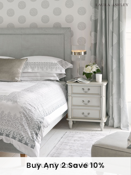Laura Ashley Dove Grey Clifton 3 Drawer Bedside Table (689914) | £425