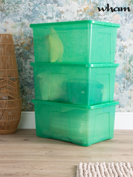 Wham Set of 3 Green Crystal Sparkle 60L Boxes and Lids (690273) | £28