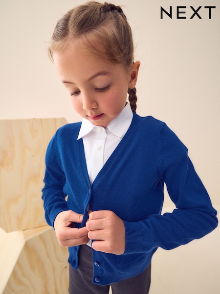 Blue Cotton Rich Bow Pocket School Cardigan (3-16yrs) (691746) | £10 - £15