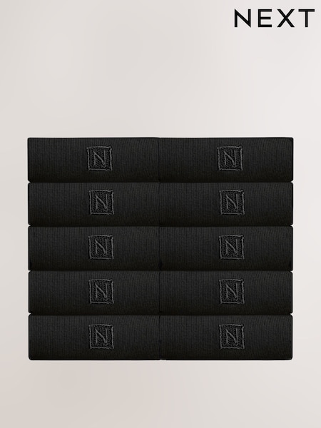 Black Logo 10 Pack Embroidered Lasting Fresh Socks (692035) | £22