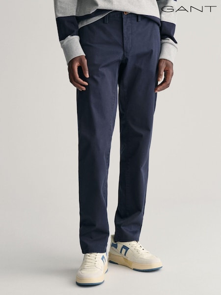 GANT Marine Blue Slim Fit Cotton Twill Chino Trousers (692222) | £0