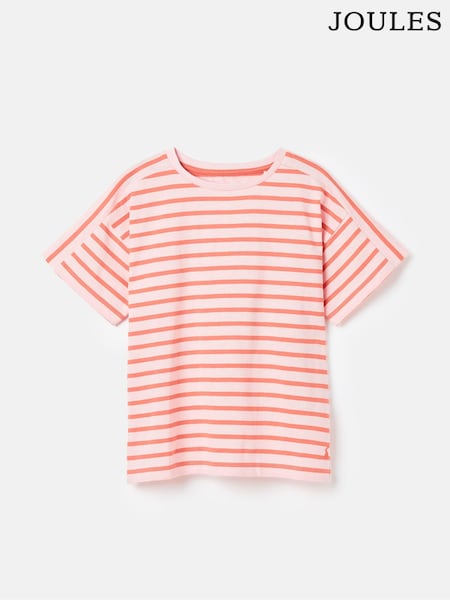 Joules Girls' Betty Pink Striped Short Sleeve T-Shirt (692771) | £9 - £10