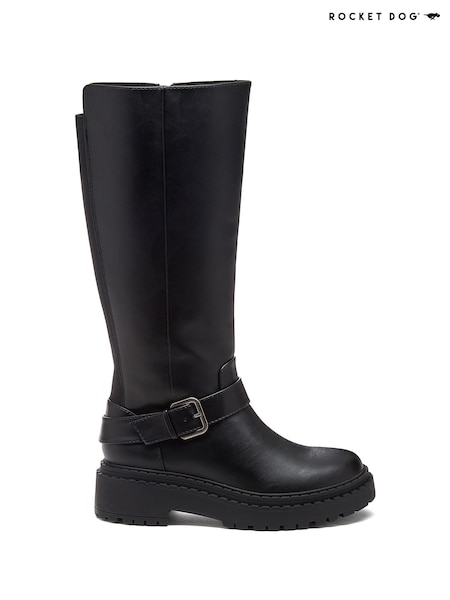 Black - Rocket Dog Parker Notice Pu Knee Boots