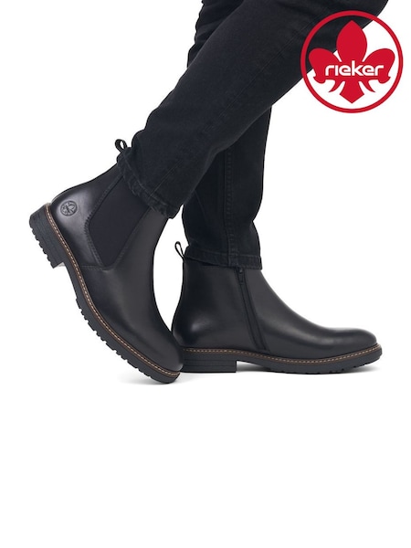 Black - Regular Rieker Elastic & Inside Zip Boots