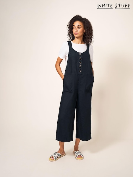 White Stuff Black Viola 100% Linen Dungarees (693244) | £80