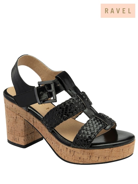 Ravel Black Block Heel Peep Toe Sandals (693318) | £60