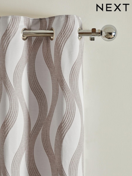 Natural Jacquard Swirl Eyelet Lined Curtains (693323) | £70 - £140