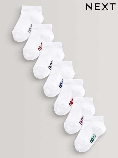 White Rich Trainers Socks 7 Pack (693519) | £6 - £8