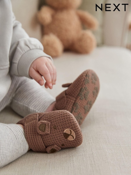 Brown Bear Slip-On Baby Shoes (0-2mths) (693623) | £8