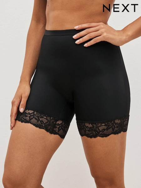 Black / Praline Nude Tummy Control Light Shaping Lace Back Shorts 2 Pack (693624) | £24