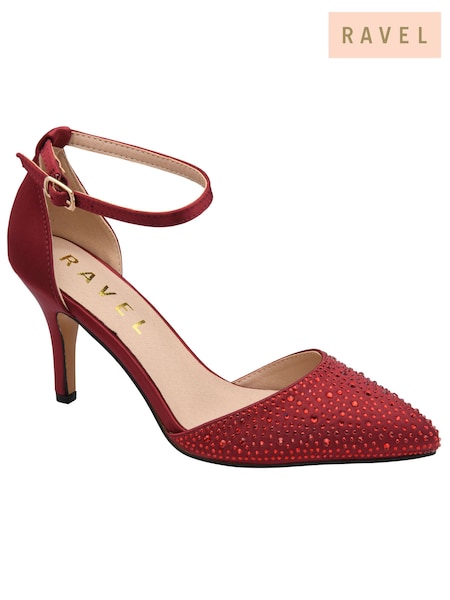 Red - Ravel Satin & Diamante Court Shoes