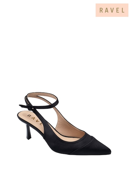 Black - Ravel Satin Slingback Court Shoes
