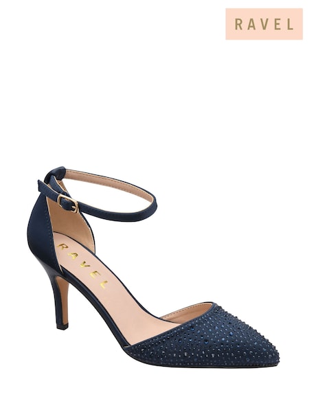 Blue - Ravel Satin & Diamante Court Shoes