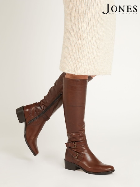 Jones Bootmaker Brown Phoebe L Calf Leather Knee-High Boots (6945J8) | £190