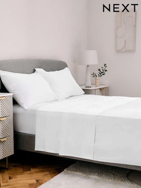 White Collection Luxe 400 Thread Count 100% Egyptian Flat Cotton Sateen Sheet (694740) | £28 - £45