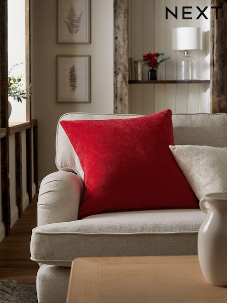 Red 59 x 59cm Soft Velour Cushion (694755) | £18