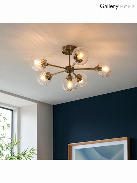 Gallery Home Antique Brass Lexi 6 Bulb Ceiling Light (694826) | £140