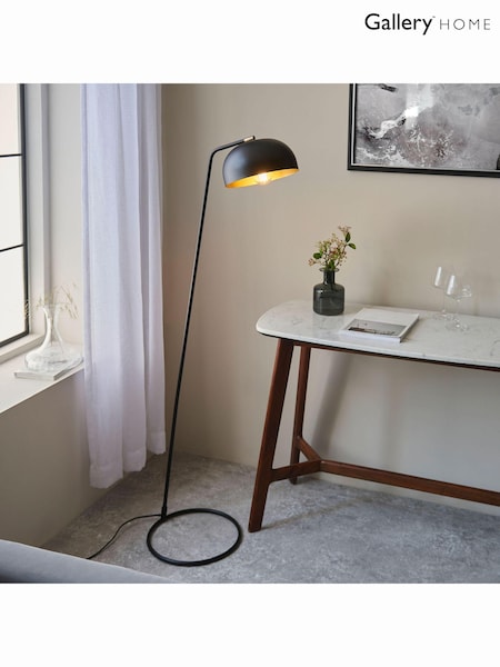 Gallery Home Claire Matt Black and Antique Brass Floor Lamp (695009) | £78
