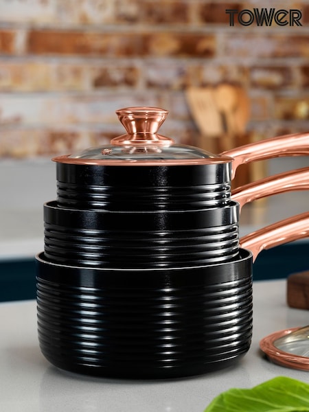 Tower Set of 3 Black Black Saucepans (695145) | £70