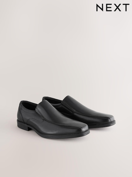 Black Standard Fit Leather Panel Slip On Shoes (695194) | £40