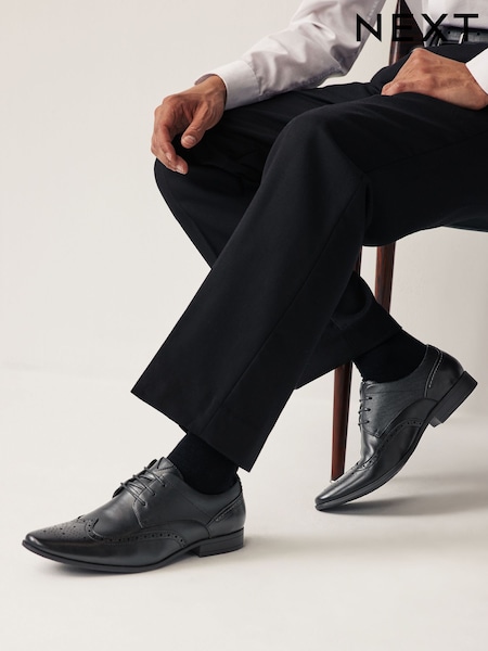 Black Wide Fit Brogue Shoes (695313) | £35