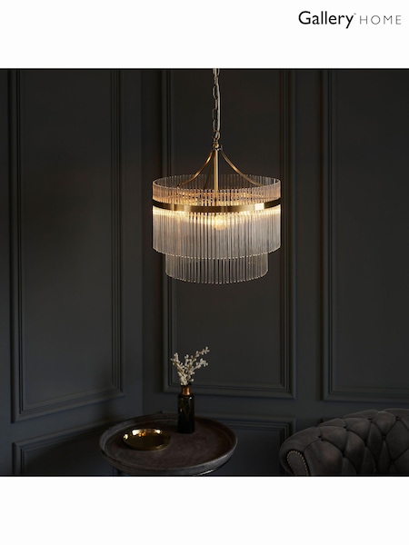 Gallery Home Antique Brass Marston 3 Bulb Pendant Ceiling Light (695550) | £207