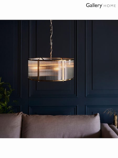 Gallery Home Brass Ridgeway 3 Bulb Pendant Ceiling Light (695622) | £158