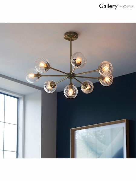 Gallery Home Lexi Antique Brass 8 Bulb Pendant Ceiling Light (695693) | £208