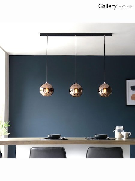 Gallery Home Copper Bali Mirrored Glass 3 Bulb Pendant Ceiling Light (695747) | £160