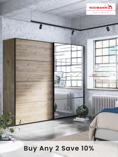 Wiemann Oak Jenson Wood and Mirror Sliding Semi Fitted 2.5m Sliding Wardrobe (695894) | £1,460