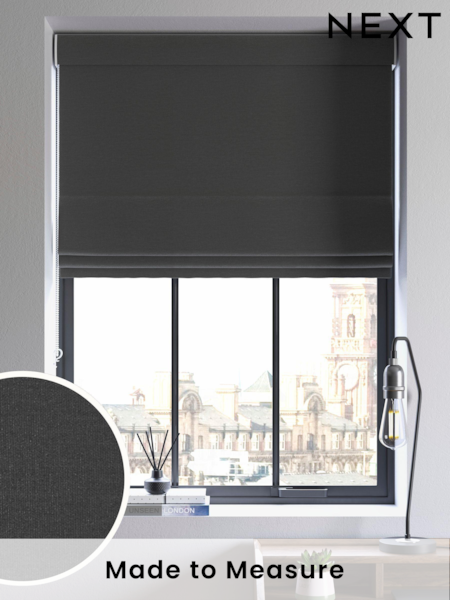 Dark Charcoal Grey 100% Cotton Made To Measure Roman Blind (696833) | £52